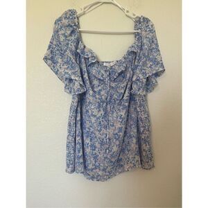 Lush Scoop Neck Floral Blouse NEW